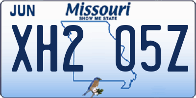 MO license plate XH2O5Z