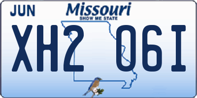 MO license plate XH2O6I