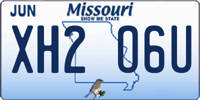 MO license plate XH2O6U