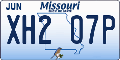 MO license plate XH2O7P