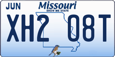 MO license plate XH2O8T