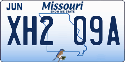 MO license plate XH2O9A
