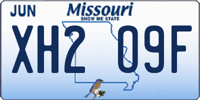MO license plate XH2O9F