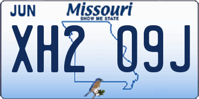MO license plate XH2O9J