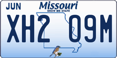 MO license plate XH2O9M