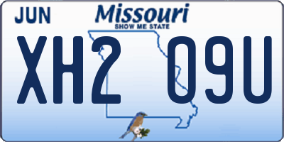 MO license plate XH2O9U