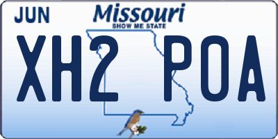 MO license plate XH2P0A