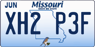 MO license plate XH2P3F