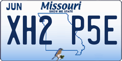 MO license plate XH2P5E