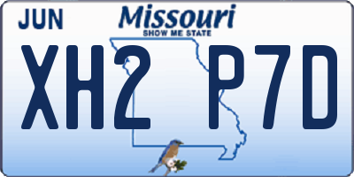 MO license plate XH2P7D