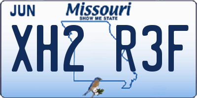 MO license plate XH2R3F