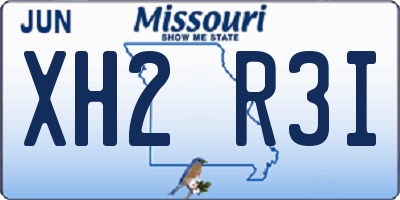 MO license plate XH2R3I