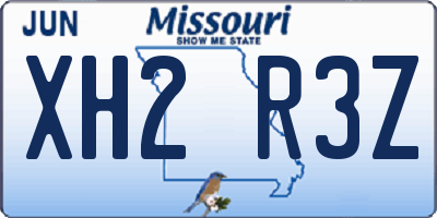 MO license plate XH2R3Z