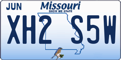 MO license plate XH2S5W