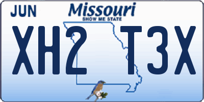 MO license plate XH2T3X