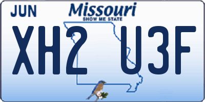 MO license plate XH2U3F