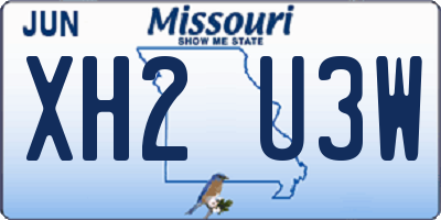 MO license plate XH2U3W