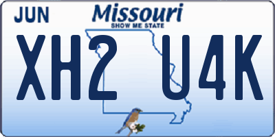 MO license plate XH2U4K