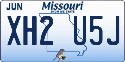 MO license plate XH2U5J