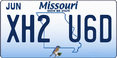 MO license plate XH2U6D