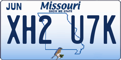 MO license plate XH2U7K