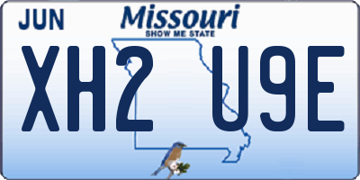 MO license plate XH2U9E