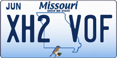 MO license plate XH2V0F