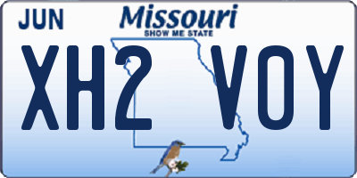 MO license plate XH2V0Y