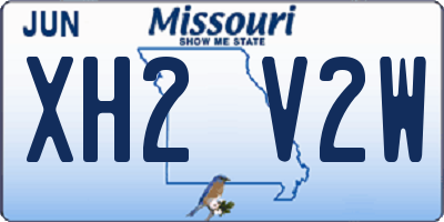 MO license plate XH2V2W