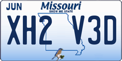 MO license plate XH2V3D
