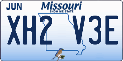 MO license plate XH2V3E