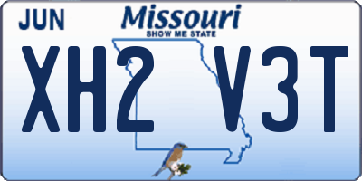 MO license plate XH2V3T