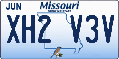 MO license plate XH2V3V