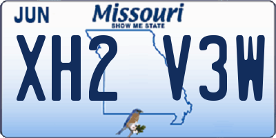MO license plate XH2V3W