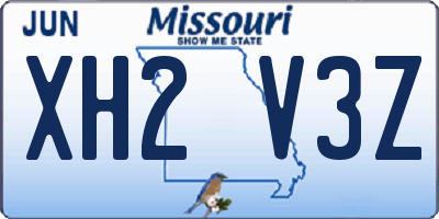 MO license plate XH2V3Z