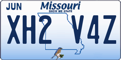 MO license plate XH2V4Z