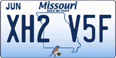 MO license plate XH2V5F