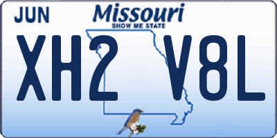 MO license plate XH2V8L