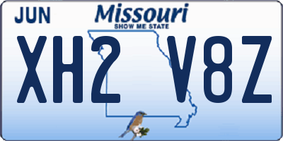 MO license plate XH2V8Z