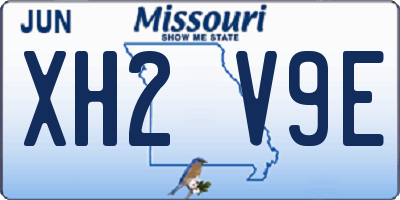 MO license plate XH2V9E