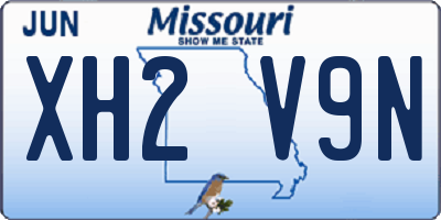MO license plate XH2V9N