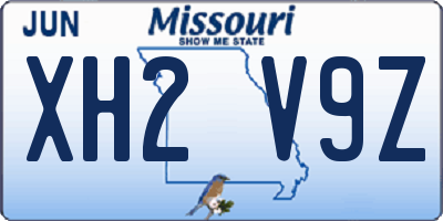 MO license plate XH2V9Z