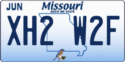 MO license plate XH2W2F