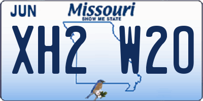 MO license plate XH2W2O