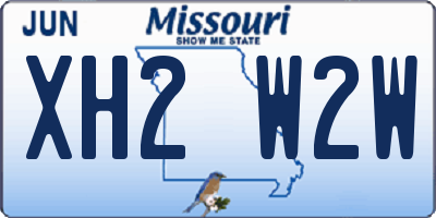 MO license plate XH2W2W