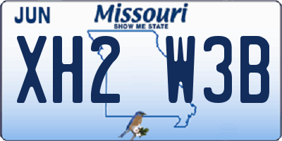 MO license plate XH2W3B