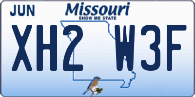 MO license plate XH2W3F
