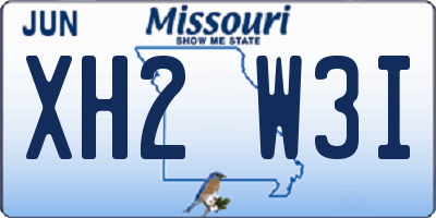 MO license plate XH2W3I