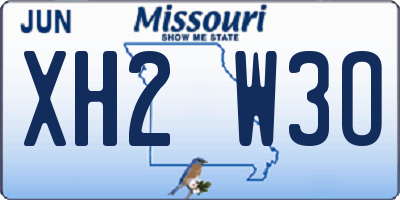 MO license plate XH2W3O
