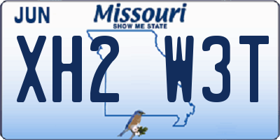 MO license plate XH2W3T